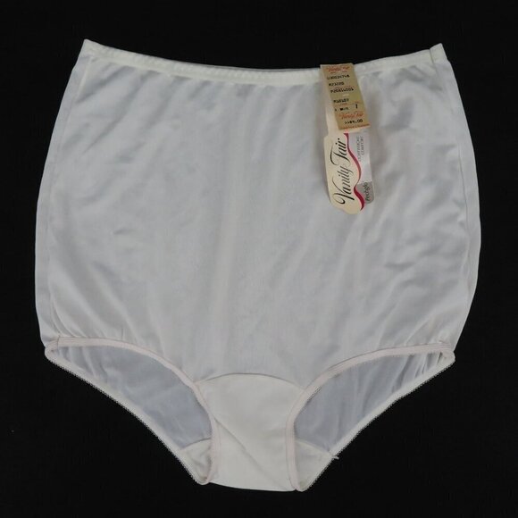 Vintage Vanity Fair Womens 7 Pechglo Solid White 16001 Panty Nylon Blend NEW NOS